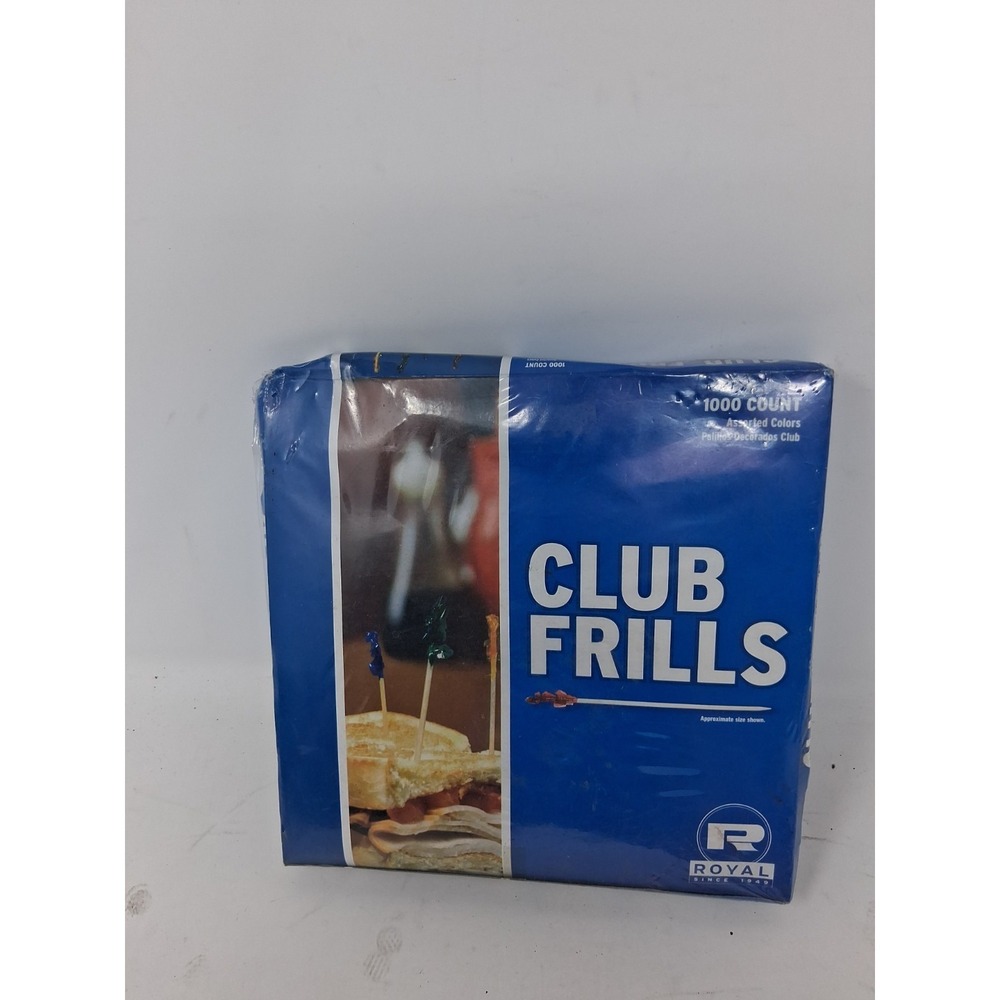Royal 3.75" Club Frills Toothpick, Assorted Colors, 1000 ct.   I
